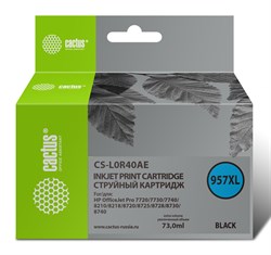 Струйный картридж Cactus CS-L0R40AE (957XL) черный для HP OfficeJet pro 7720, 8210, 8218, 8720, 8725, 8730 (73 мл) - фото 12890