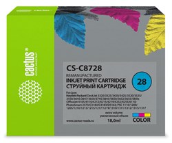 Струйный картридж Cactus CS-C8728 (HP 28) цветной для HP DeskJet 3320, 3420, 3520, 3535, 3550, 3645, 3650, 3740, 3840, 5150, Fax 1240, OfficeJet 4105, 4110, 4211, 4251, 5500, 5510, PSC 1110, 1200, 1210, 1310, 1340, 1350 (18 мл) - фото 14526
