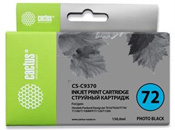 Струйный картридж Cactus CS-C9370 (HP 72) фото черный для HP DesignJet SD Pro MFP, T610, T620, T770, T790, T1100, T1100 MFP, T1100ps, T1120, T1120hd, T1120sd, T1200, T1200hd, T1200ps, T1300, T2300 eMFP, T2300ps eMFP (130 мл) - фото 14699