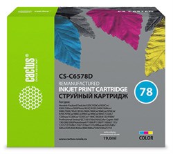 Струйный картридж Cactus CS-C6578D (HP 78) цветной для HP DeskJet 916, 920, 940, 980, 1180, 1220, 3810, 9300; OfficeJet 5105, G85, K80, V45; PhotoSmart 1100, 1215, 1315, P1100; PSC 720, 950; Fax 1220, 1230; Color Copier 310 (19 мл) - фото 14737