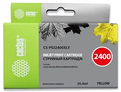 Струйный картридж Cactus CS-PGI2400XLY (PGI-2400XL Y) желтый для Canon MAXIFY iB4040, iB4140, MB5040, MB5140, MB5340, MB5440 (20,4 мл) - фото 14744
