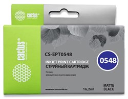 Струйный картридж Cactus CS-EPT0548 (T0548) черный матовый для принтеров Epson Stylus Photo R800, R1800 (16,2 мл) - фото 14896