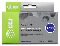 Струйный картридж Cactus CS-EPT1711 (17XL) черный для принтеров Epson Expression Home XP-33, XP-103, XP-203, XP-207, XP-303, XP-306, XP-313, XP-323, XP-403, XP-406, XP-413, XP-423 (14,6 мл) - фото 14996