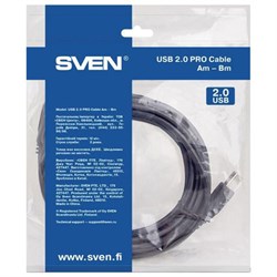 Кабель USB 2.0 AM-BM 1,8 м SVEN PRO, 2 фильтра, для подключения принтеров, МФУ и периферии - фото 15784