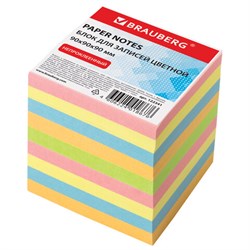 Блок для записей Brauberg непроклеенный, куб 9х9х9 см, цветной - фото 16146