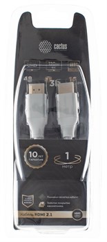 Кабель аудио-видео Cactus CS-HDMI.2.1-1 HDMI (m)/HDMI (m) 1м. позолоченные контакты, черный - фото 18854