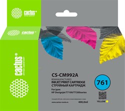 Струйный картридж Cactus CS-CM992A (HP 761) желтый для HP HP DesignJet T7100, Т7200 (400 мл) - фото 18891