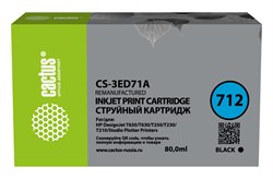 Струйный картридж Cactus CS-3ED71A (HP 712) черный для HP DesignJet T230, 630 (80 мл) - фото 20480
