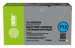 Струйный картридж Cactus CS-3ED69A (HP 712) желтый для HP DesignJet T230, 630 (29 мл) - фото 20483
