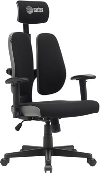 Кресло Cactus CS-CHR-MC03-BKGY черный/серый с подголов. крестов. пластик пластик черный - фото 23899