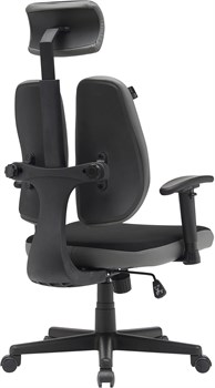 Кресло Cactus CS-CHR-MC03-BKGY черный/серый с подголов. крестов. пластик пластик черный - фото 23902