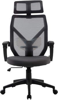 Кресло Cactus CS-MC414-GY черный/серый сетка/ткань с подголов. крестов. пластик - фото 23926