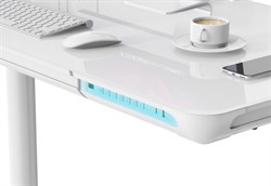 Стол для компьютера Cactus CS-EGD-WT-LED столешница закаленное стекло белый каркас белый, столешница 120x60 см - фото 24195