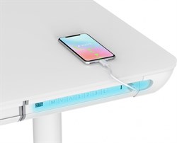 Стол для компьютера Cactus CS-EGD-WT-LED столешница закаленное стекло белый каркас белый, столешница 120x60 см - фото 24196