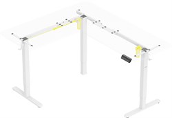 Стол для компьютера Cactus CS-EDXL-WWT угловой подъёмный столешница МДФ белый каркас белый , длины сторон 140 и 160 см, глубина 60 см - фото 24223