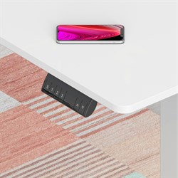 Стол для компьютера Cactus CS-EDXL-WWT угловой подъёмный столешница МДФ белый каркас белый , длины сторон 140 и 160 см, глубина 60 см - фото 24227