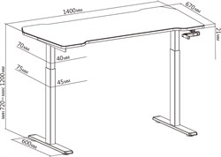 Стол для компьютера Cactus CS-MDL-BK столешница МДФ черный, столешница 140x67 см - фото 24262