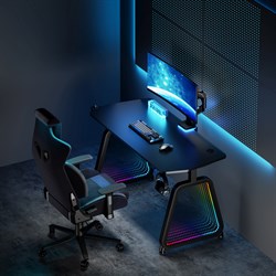 Стол игровой Cactus CS-GMD-BK-RGB столешница МДФ черный каркас черный 136x60x75см - фото 24366