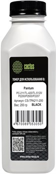 Тонер Cactus CS-TPA211-200 черный флакон для принтера Pantum PC-211, TL-420, TL-5120, P2200, P2500, P2207 (200 гр.) - фото 24728
