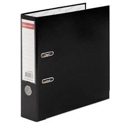 Папка-регистратор Brauberg, покрытие пластик, 75 мм, прочная, с уголком, черная - фото 24876