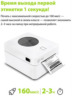 Термопринтер Cactus CS-TP-D410U-W 203dpi 160мм/с/USB для печ.этик. белый - фото 25202