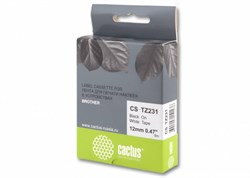 Лента Cactus CS-TZ231 (TZE-231) черный для принтеров Brother P-touch 18R, PT 1005F, PT 1005FB, PT 1010, PT 1090, PT 1230PC, PT 1260VP, PT 1280, PT 1280DT, PT 1830VP, PT 2030VP, PT 2420PC, PT 2430PC, PT 2460, PT 2470, PT 2480, PT 2700vp (12 мм x 8 м) - фото 6867