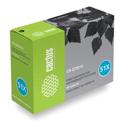 Лазерный картридж Cactus CS-Q7551X (HP 51X) черный увеличенной емкости для HP LaserJet M3027 MFP, M3027x MFP, M3035 MFP, M3035x MFP, M3035xs MFP, P3005, P3005d, P3005dn, P3005dtn, P3005n, P3005x (13'000 стр.) - фото 8546