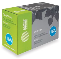 Лазерный картридж Cactus CS-Q7516A (HP 16A) черный для принтеров HP LaserJet 5200, 5200dtn, 5200tn, 5200l, 5200n, 5200lx (12'000 стр.) - фото 8979