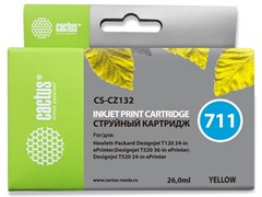 Струйный картридж Cactus CS-CZ132 (HP 711) желтый увеличенной емкости для HP DesignJet T120, T520 A0, T520 A1 (26 мл)