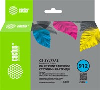 Струйный картридж Cactus CS-3YL77AE (HP 912) (есть ограничения по прошивке) голубой для HP OfficeJet 8010, 8012, 8013, 8014, 8015, 8020, 8025 (5 мл)