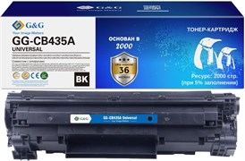 Лазерный картридж G&amp;G GG-CB435A UNIVERSAL черный для HP P1005, 1006, 1505, M1120, Canon MF3010, 4410, 4412, 4420n, HP М1522, P1102, 1214, M1132, 1212nf, 1217nfw, 1218nfs, P1560, 1566, 1606, M1536dnf;Canon D520, 530, 550, MF4450, 4452, 4550d, 4570, 4770n, 